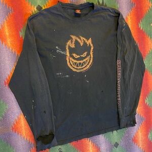 VINTAGE SPITFIRE SKATEBOARDING LONGSLEEVE SHIRT SIZE LARGE THRASHED DISTRESSED